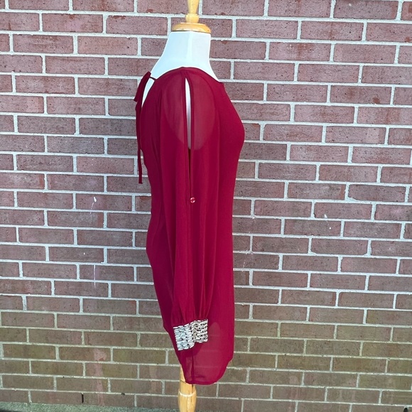 Red classy Silver Cuff beaded dress Size XS - Picture 5 of 7